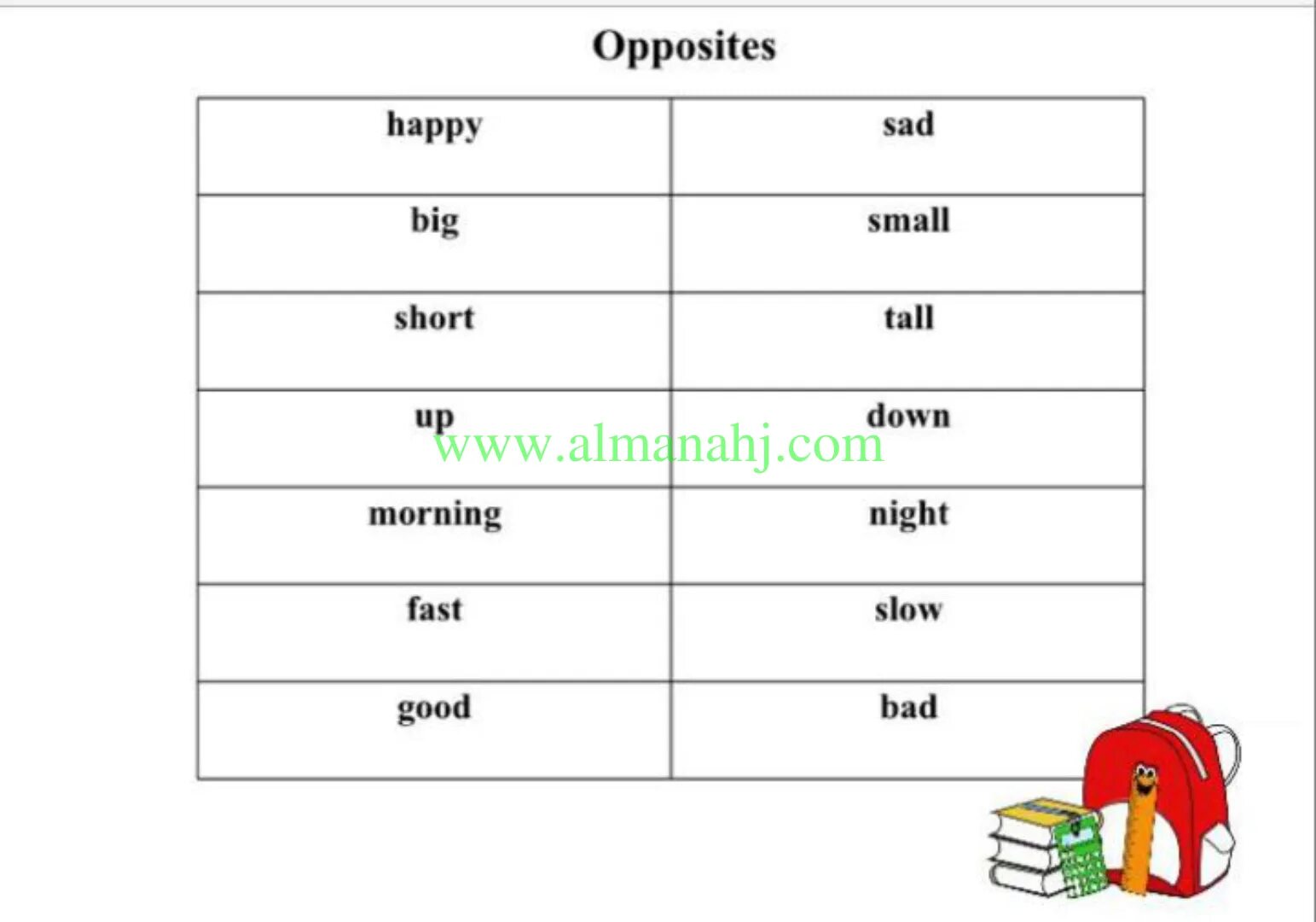 Write the opposites find