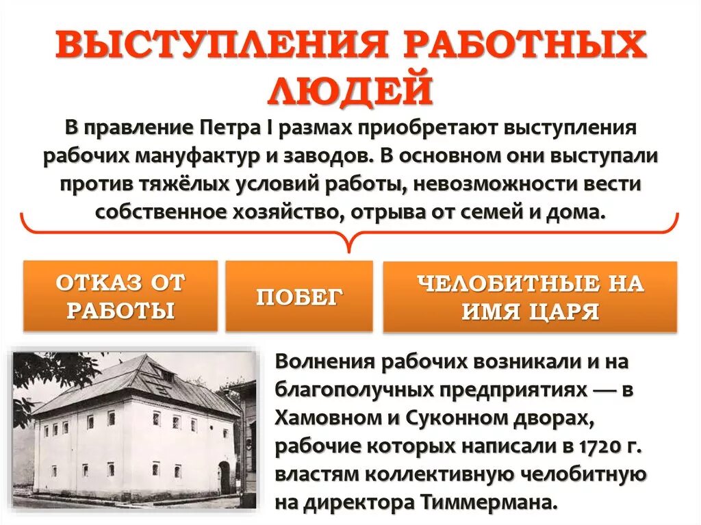 Восстание работных людей при петре 1