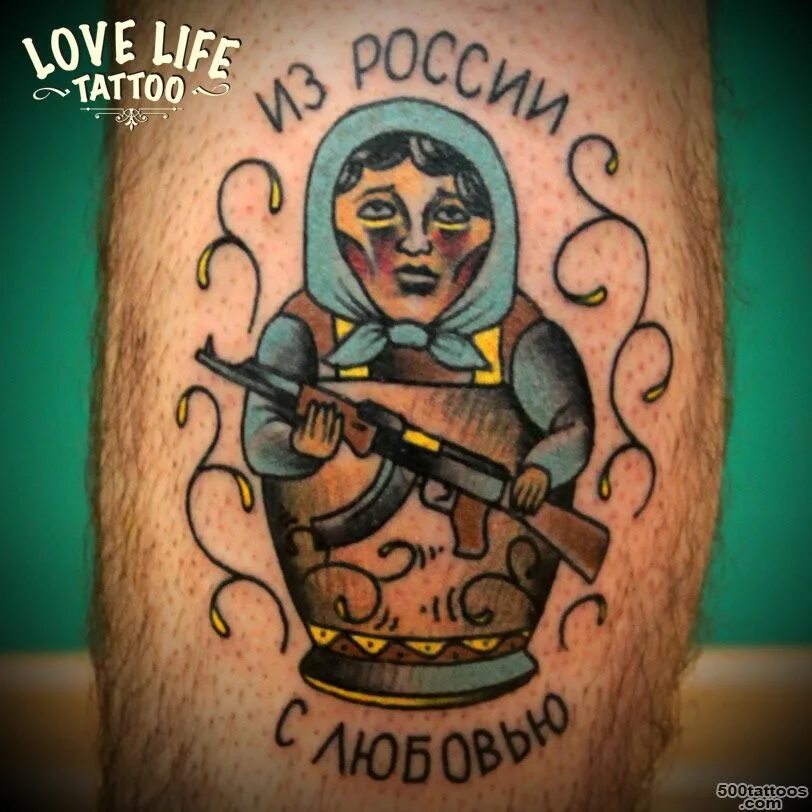 Тату помни свои корни. Тату матрешка. тату матрешка с автоматом.