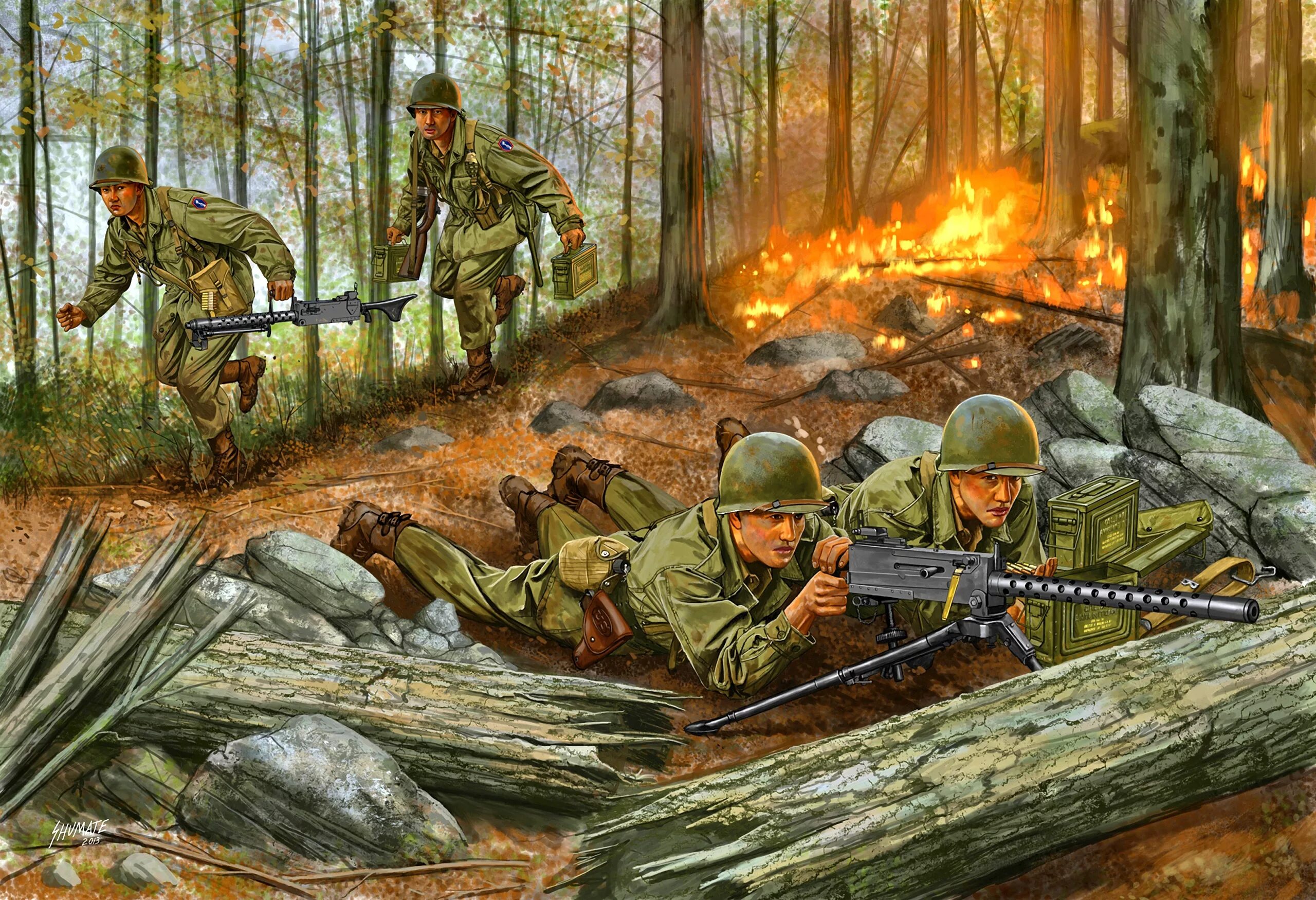 Картины Johnny Shumate солдаты. Стюарт Браун солдаты в бою живопись. Ww2 пулеметы США. Армейские про войну