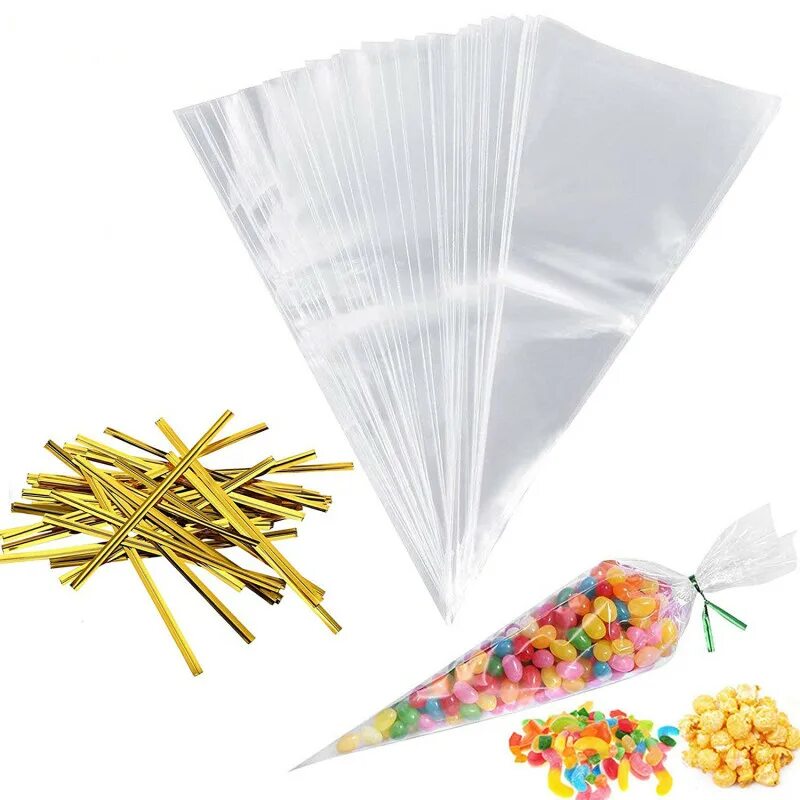 конусные пакеты для упаковки. пакетики конусом прозрачные. прозрачные конусы. пакет конус 25х40см. пакет конус для сладостей.