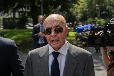 Joe Lewis leaves court in New York in July 2023. 