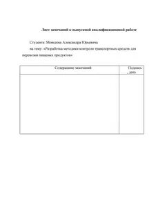 Лист замечаний