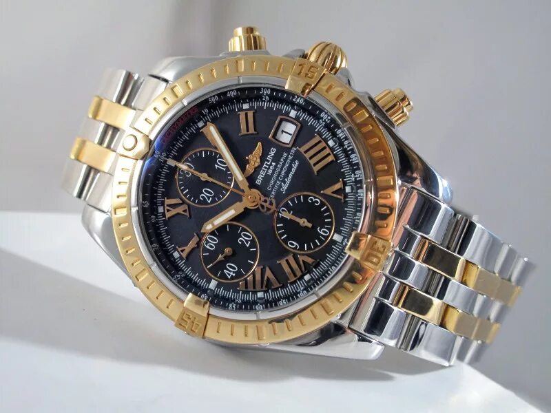 Купить часы оригинал бу. Breitling Chronomat 44 Gold. Breitling Chronomat Evolution 44mm bicolor. Часы Breitling Chronomat Evolution. Breitling Chronomat Evolution 18k Bezel.