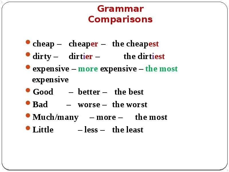 Grammar comparison