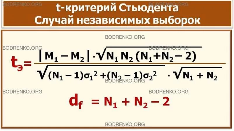 Критерий достоверности различий стьюдента