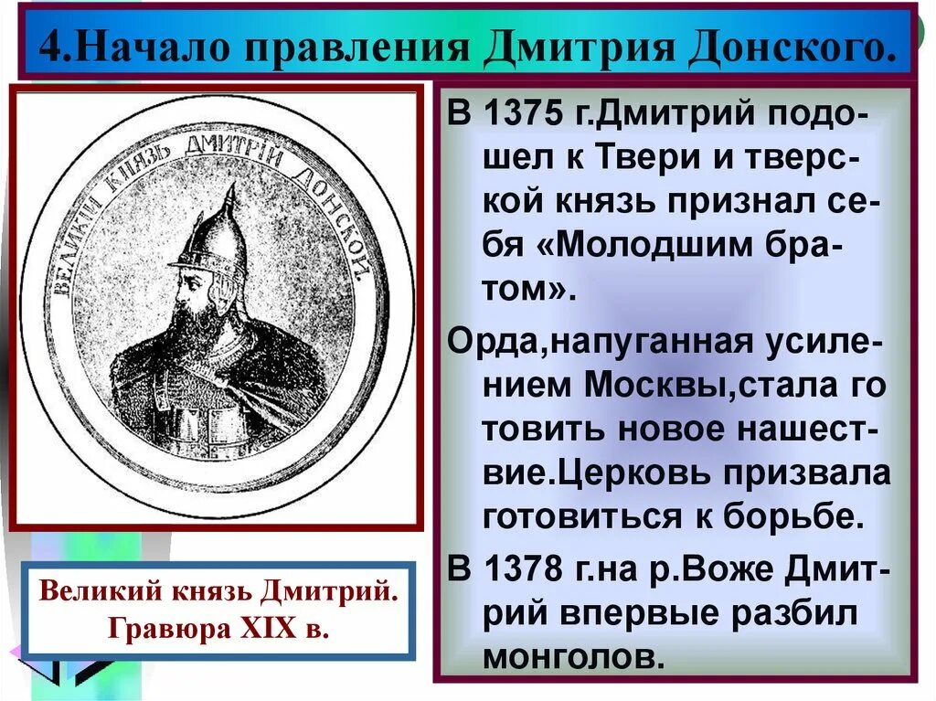 Начало правления дмитрия ивановича. Митрий Донской княжение. Правление Дмитрия Донского годы правления.