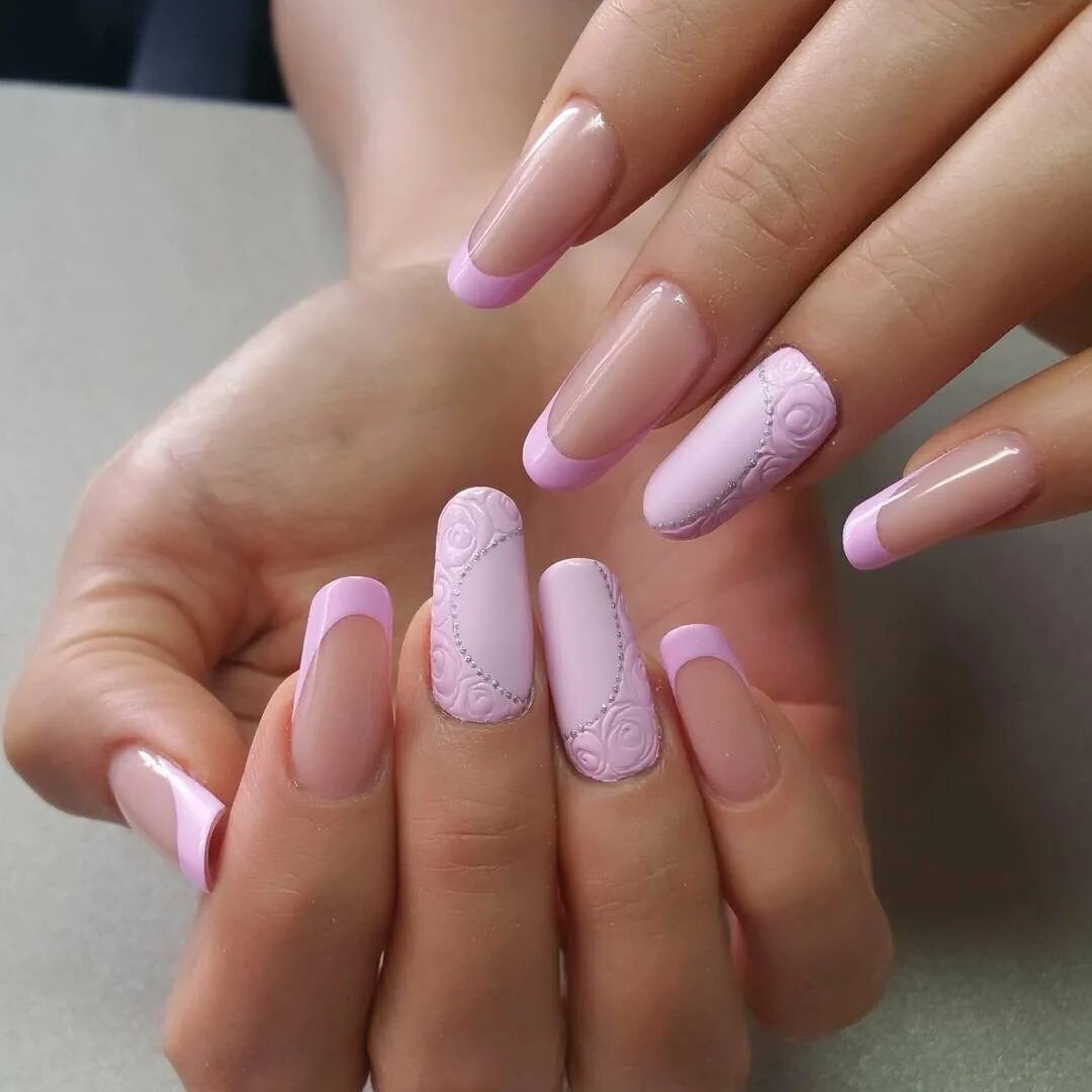 Розовые ногти. Нежный маникюр. Красивый маникюр в розовых тонах. Р̸о̸з̸о̸в̸ы̸й̸ м̸а̸н̸и̸к̸. Дизайн ногтей на средние ногти фото
