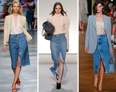 Самые модные модели джинсовых юбок и правила сочетания с другими предметами одеж