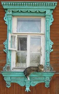 Дом на ножках кошка на окошке