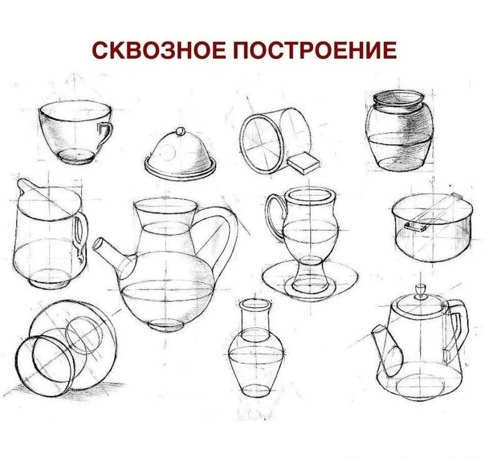 5 бытовых предметов. Наброски предметов быта конструктивно. конструктивное построение предметов. линейно-конструктивные зарисовки предметов быта. линейно конструктивное построение предметов.