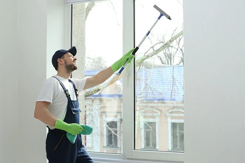 The windows are being cleaned