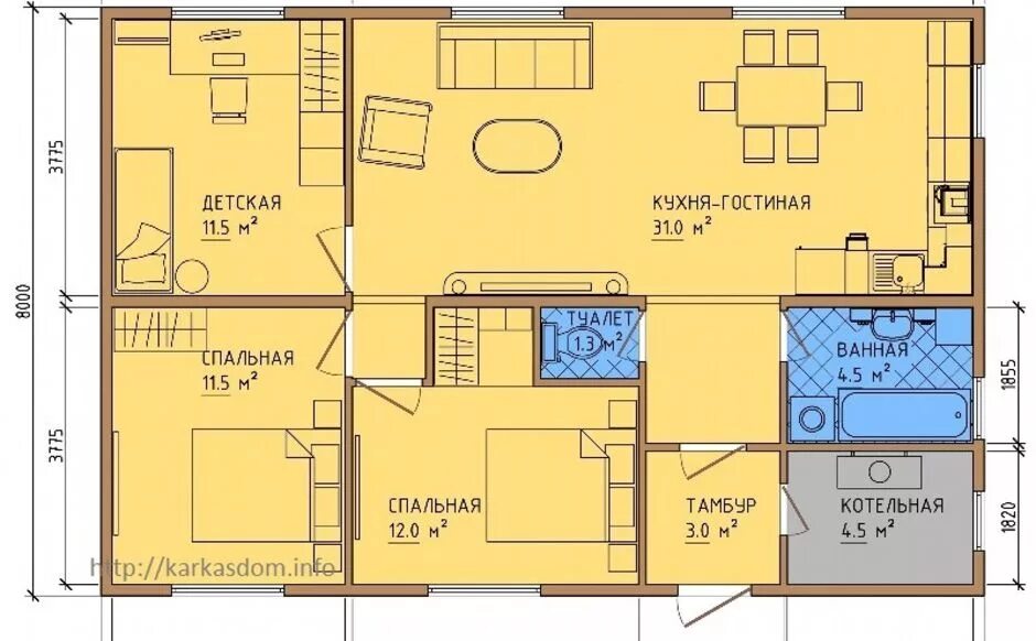Проект дома 8.5 на 8.5 одноэтажный Проект дома 5 на одноэтажный фото