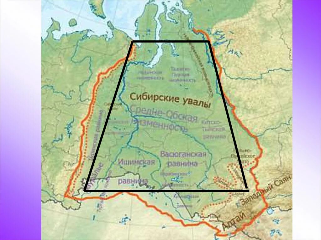 Западная Сибирь. Западная Сибирь на карте. Сибирские Увалы на карте Западной Сибири. Нижнеенисейская возвышенность. Южные регионы западной сибири