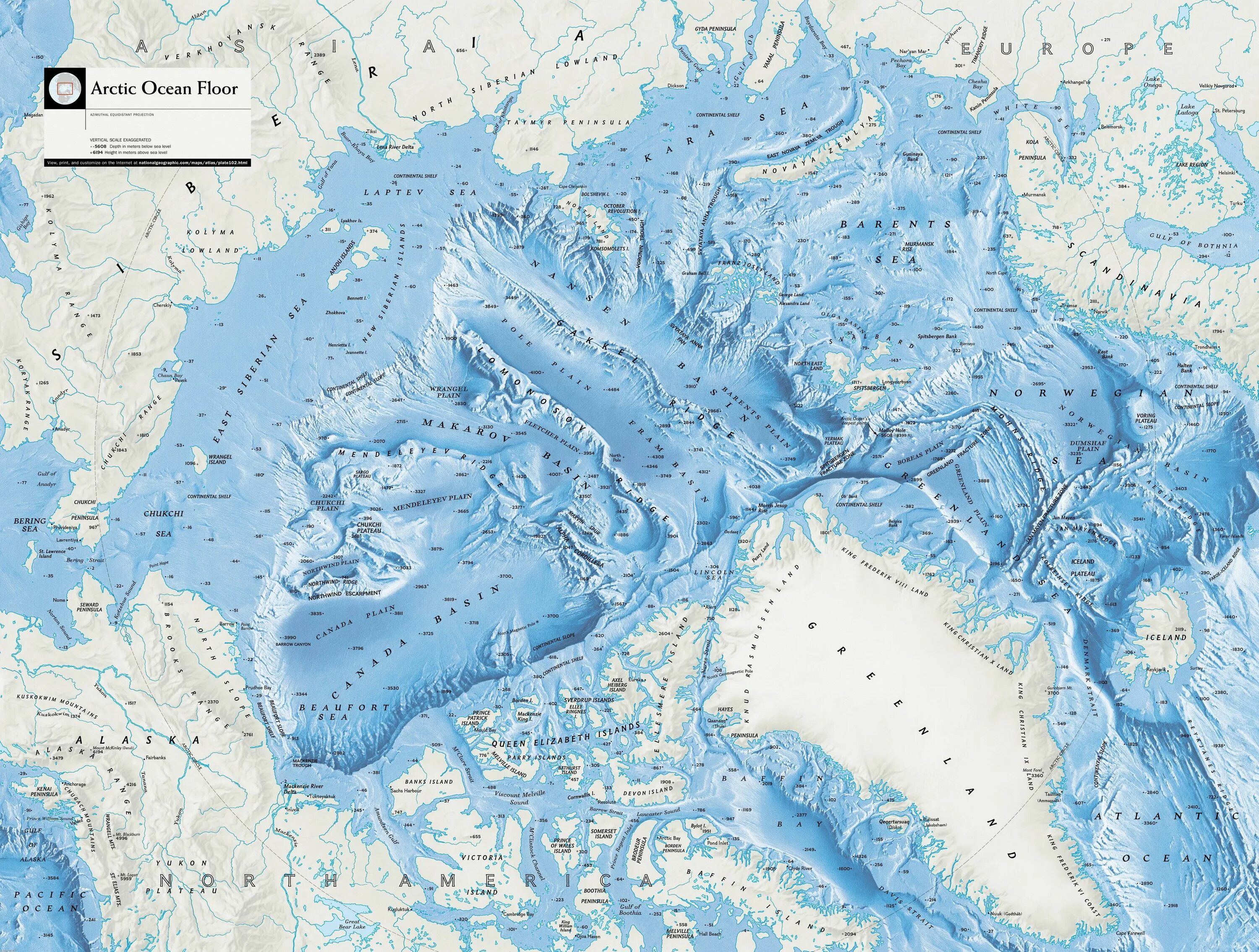 Карта дна Северного Ледовитого океана. Рельеф дна Северного Ледовитого океана. Северный Ледовитый океан на карте. Карта глубин Северного Ледовитого океана.