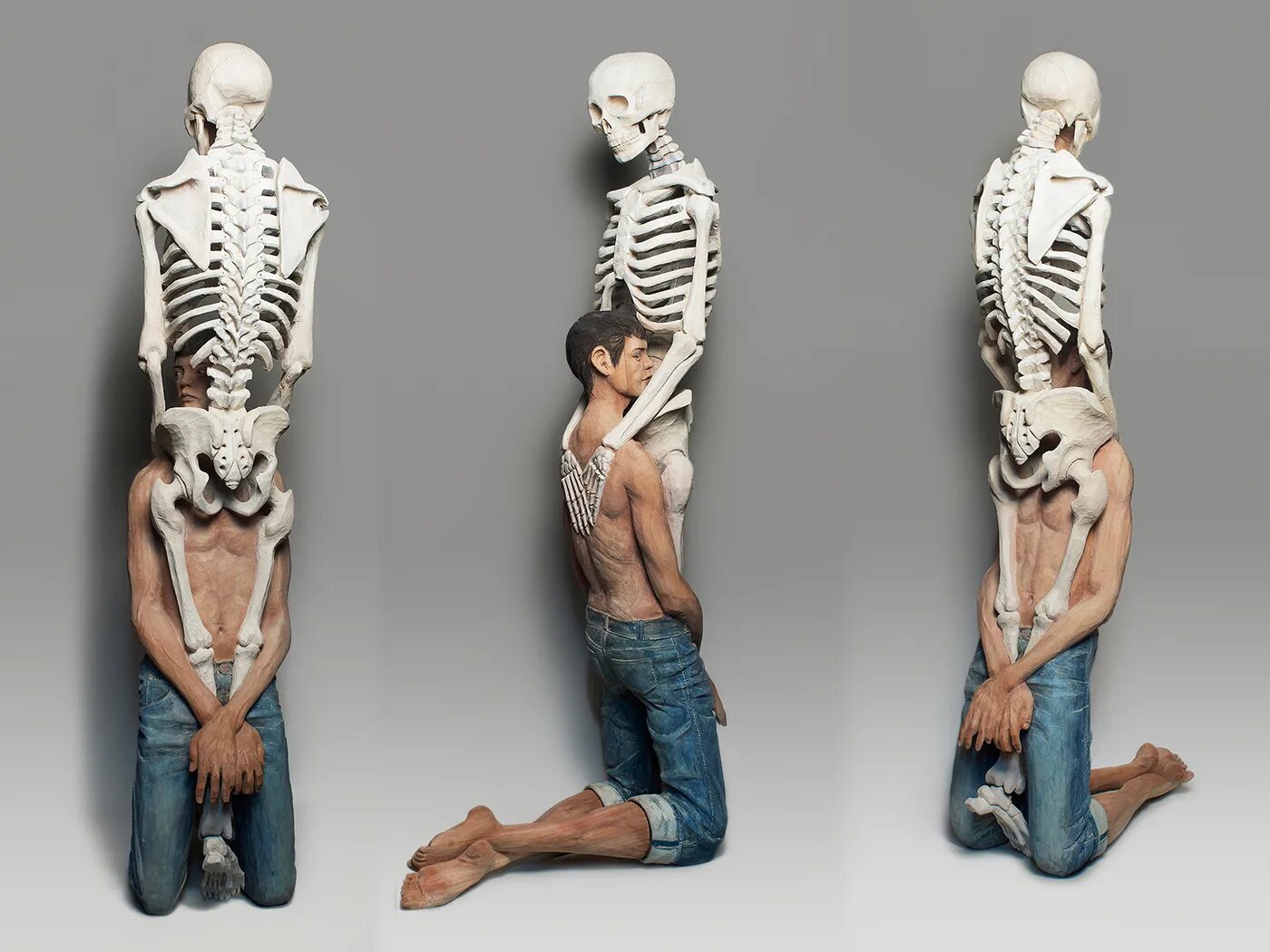 Yoshitoshi Kanemaki. Моменто Мори скульптура. Стилизованный скелет. Скелет манекен.