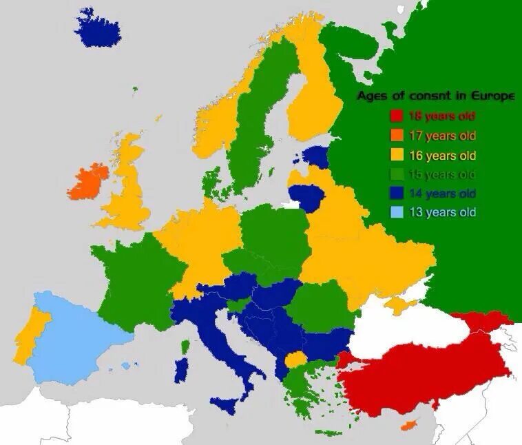 Age of consent карта. Возраст согласия в Европе карта. Age of consent in Europe. Age of consent in Russia.