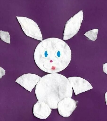 Зайчик из ватных дисков. Зайка из ватных дисков аппликация. поделка заяц из ватных дисков. зайчик из ватного лиска.