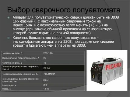 Настройка сварочного полуавтомата таблица