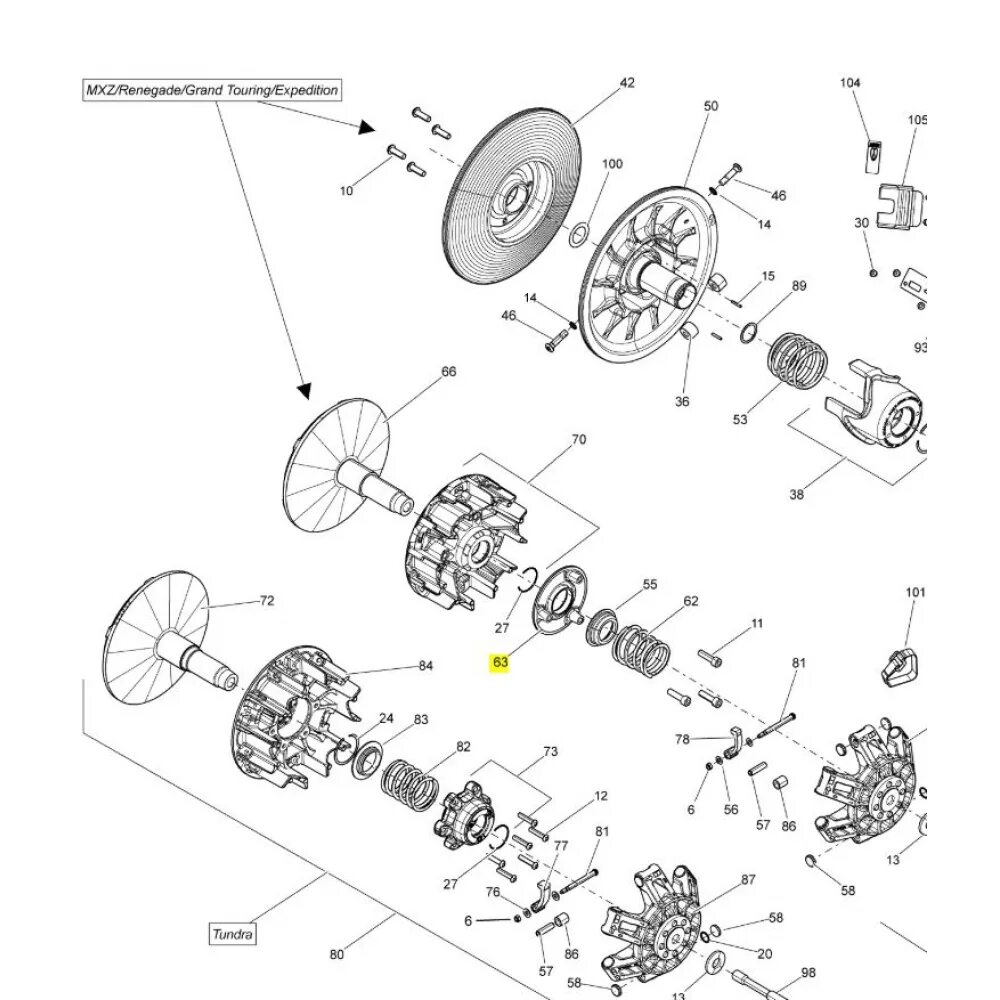 Зубчатый венец ведущего вариатора снегохода Ski-Doo Tundra lt 550 f. Втулка ведущего вариатора BRP 600 Ace. Ремкомплект вариатора БРП снегоход 600 Ace. Ведомый вариатор снегохода Arctic Cat z1 XT.