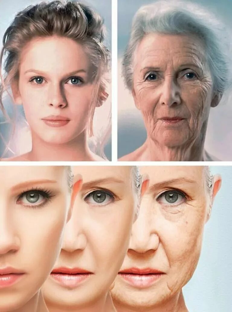 Возрастные изменения кожи лица. Женщины разных возрастов. Возрастные морщины. Старение кожи.