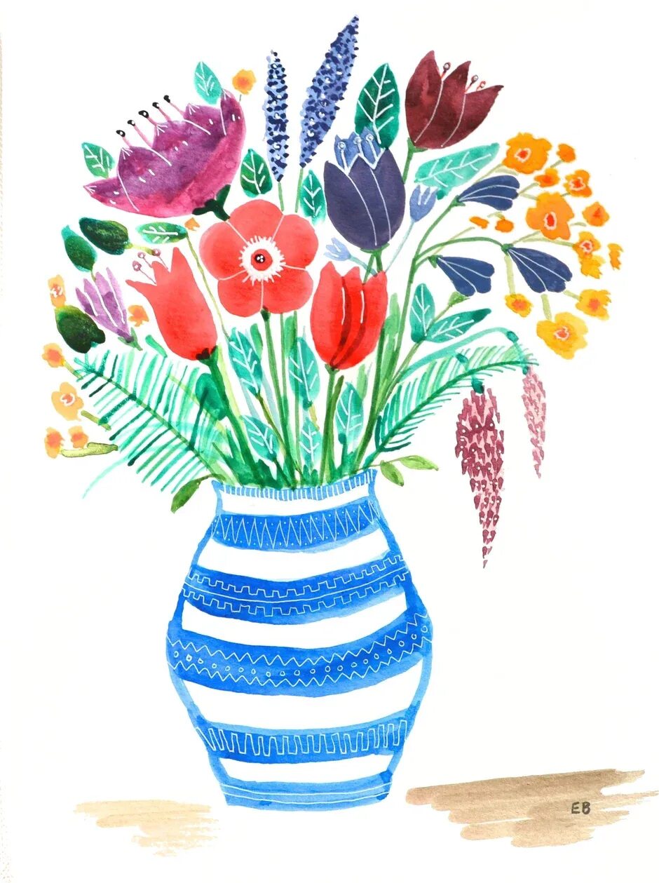 Букет рисунок 1 класс. Декоративное рисование цветы. Рисование ваза с цветами. Букет цветов рисунок красками. Рисование для детей ваза с цветами.