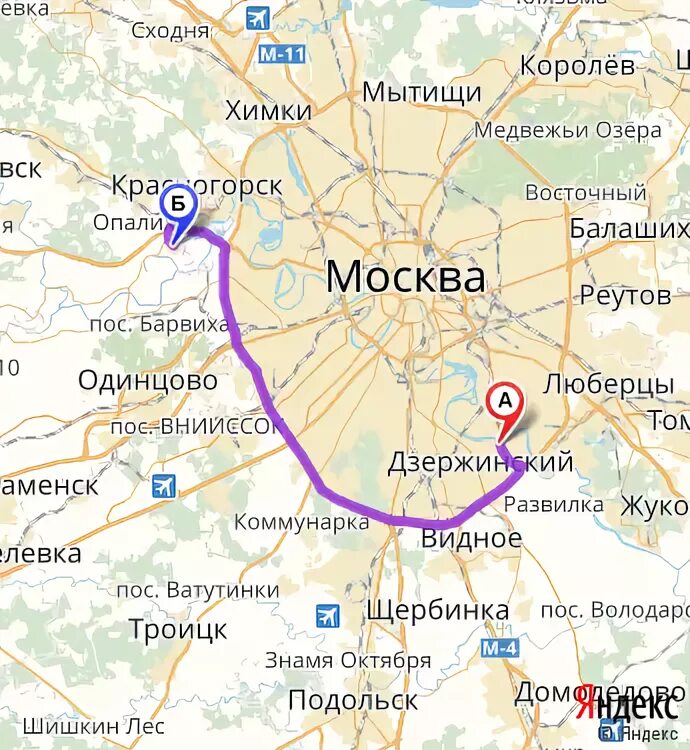 Красногорск московская область брянск расстояние