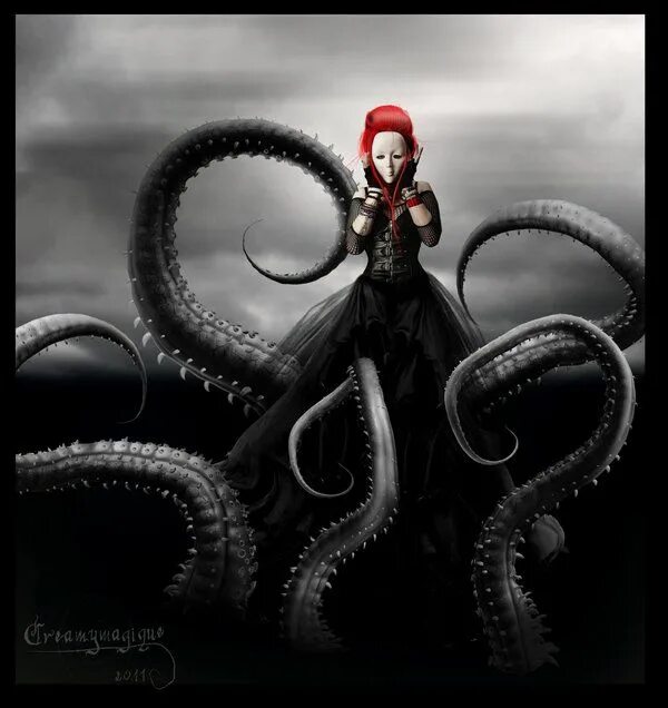 Аниме щупальца. Сцилла монстр аниме. Водяные тентакли. Медуза горгона русалка. Девушка осьминог фэнтези.