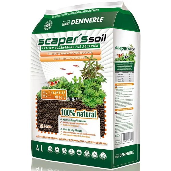 грунт dennerle scaper's soil, грунт питательный для аквариума dennerle scaper's soil 1-4 мм dennerle (8 л), питательный грунт аквариум soil, питательный грунт dennerle nutribasis 6in1