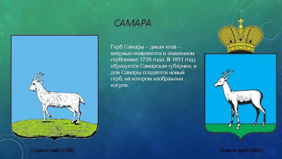 Животные символы городов россии. Символ Самарской области коза. Герб Самары 1992. Герб Самарской губернии 1851 года. Символ города Самара.