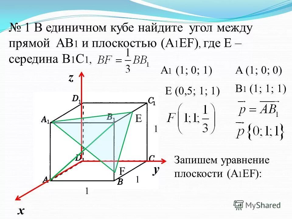 Ab 1 в кубе. Угол между прямой и плоскостью куб. Угол между прямыми куб. Куб найти угол между прямыми. Нахождение угла между плоскостью и вектором.