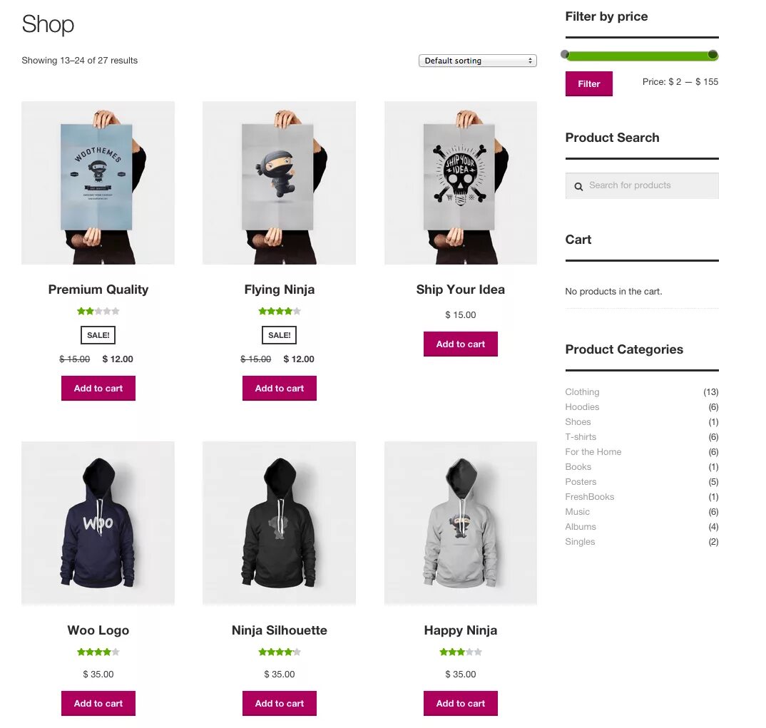 Shops page