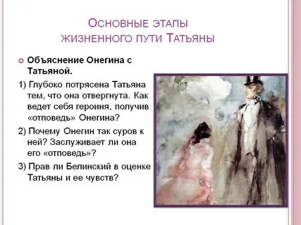 Объяснение татьяны с онегиным глава 4