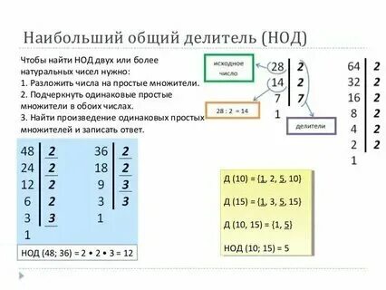 Найдите наибольший общий делитель чисел 6 класс