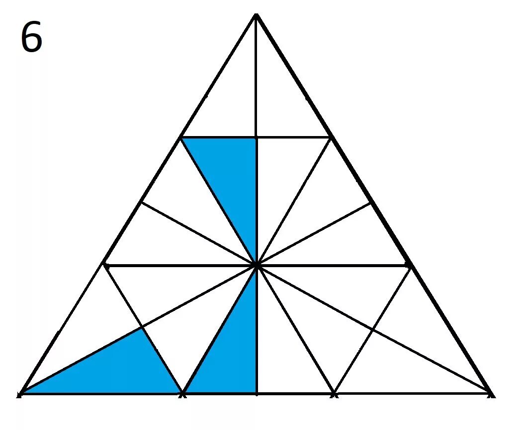 Как разбить треугольник. Треугольник деления. Разделить треугольник на равные части. Треугольник разделенный на 6 равных частей. Разделитьетреугольник на 2 равные части.