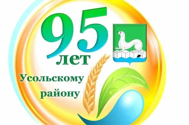 95 лет республике. Юбилей района. Логотип к юбилею района. Логотип Усольского района. Логотип юбилей района 95 лет.