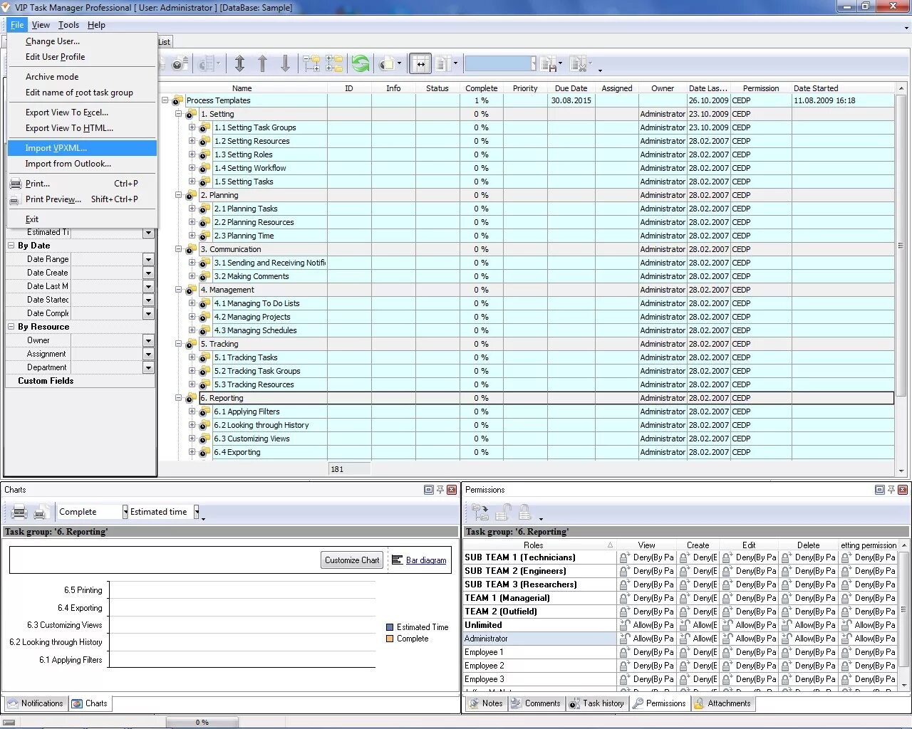 Report tasks