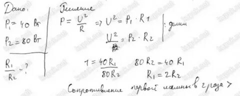 Две электрические лампы мощностью 100 и 25