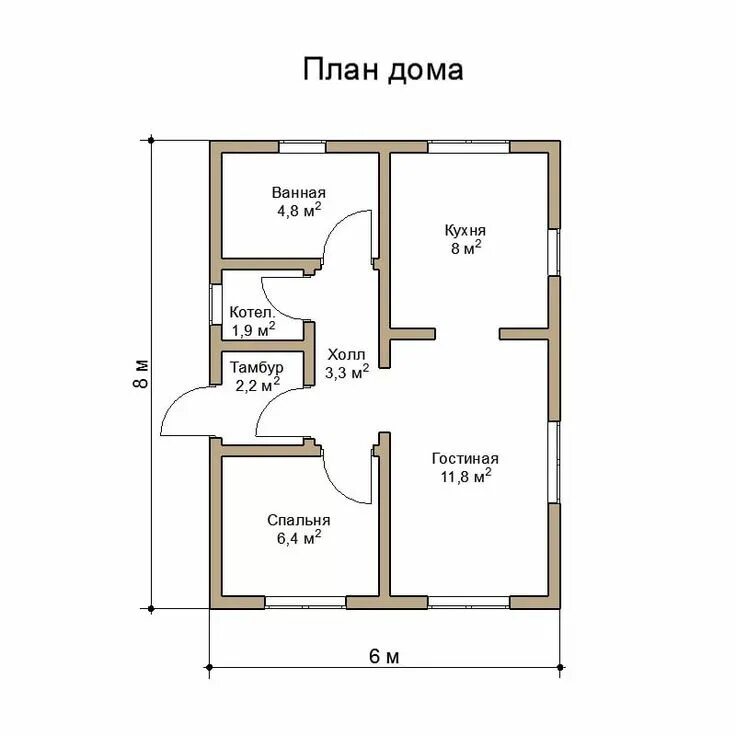 Дома из бруса 6х8 под ключ в Спб Проекты и цены