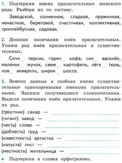 Именительный падеж имен прилагательных 4 класс