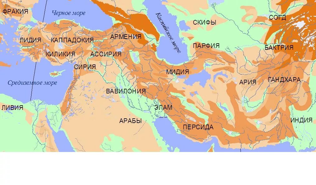 Карты ариев. Карта Лидии и мидии.