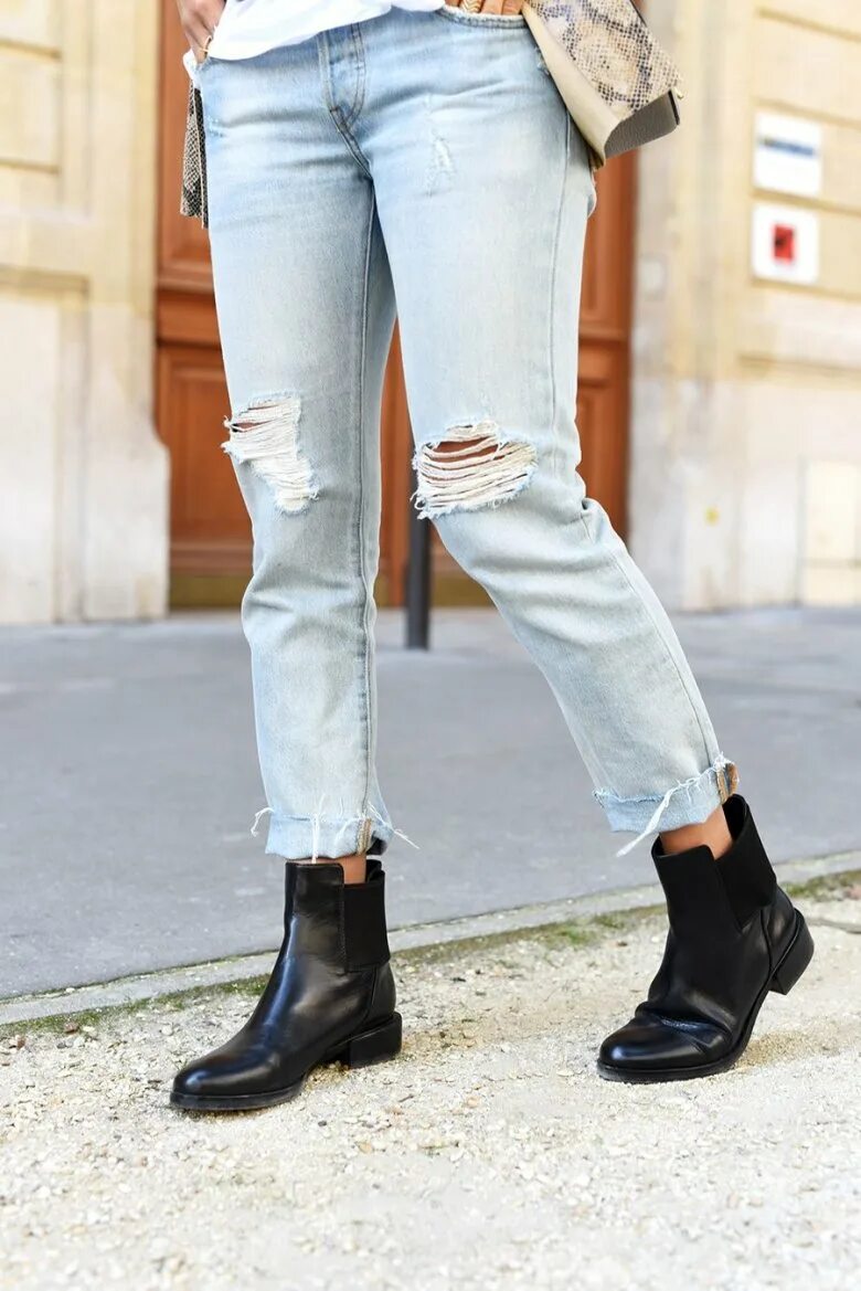 Как носить высокие ботинки с джинсами Style Everyday Дзен
