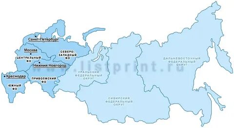 Карта федеральных округов москвы