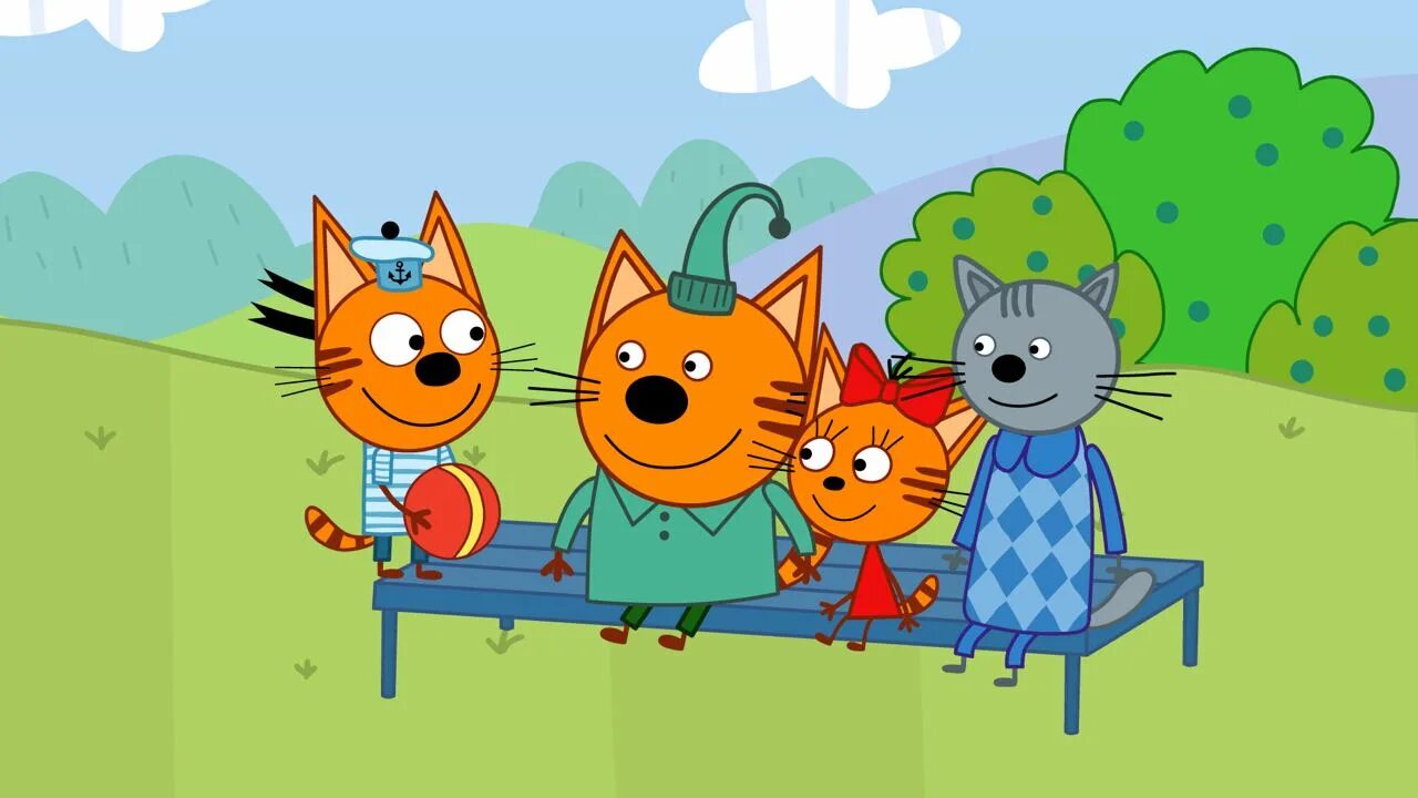 Фон тнри кот а. Три кота персонажи. Персонажи 3 котов. Три кота Поляна. Включи 3 кота любимые