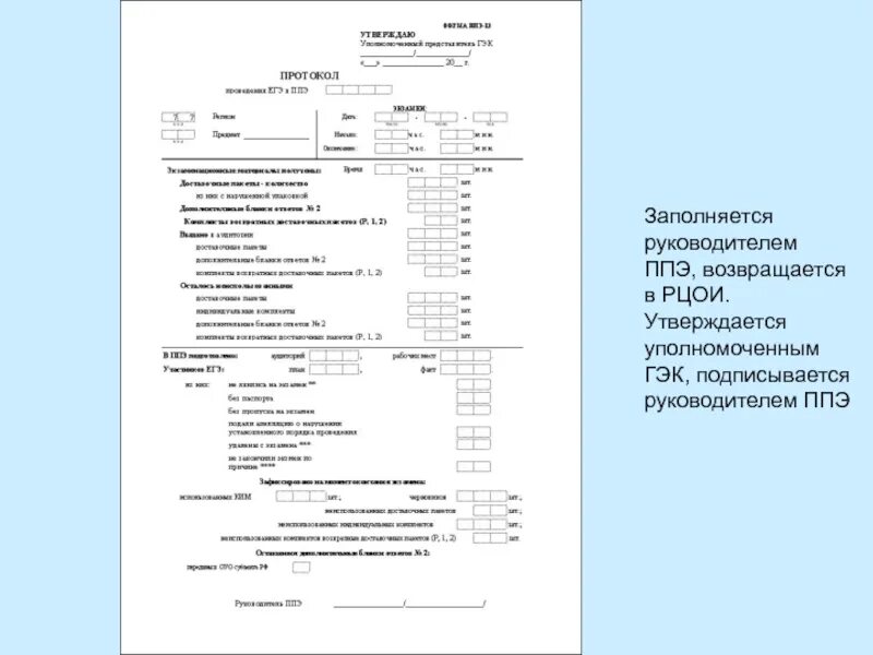 Протокол гэк. Заполненные бланки руководителя ППЭ. Заполнение форм ППЭ руководителя. Форма ППЭ-10 заполняется.