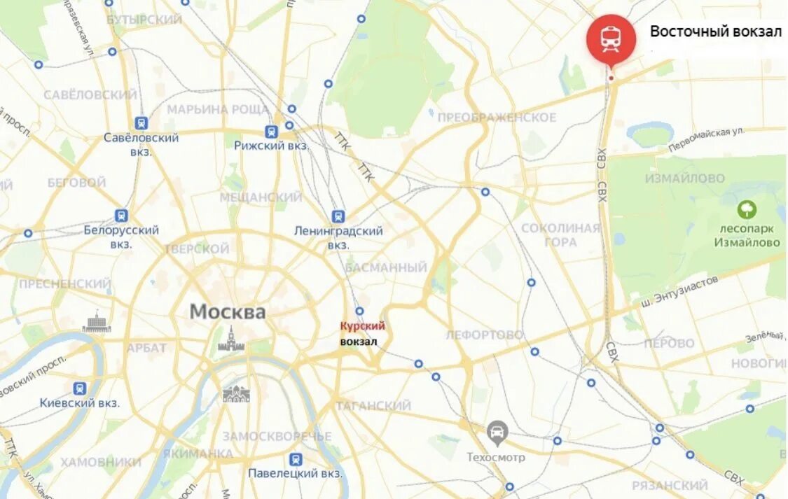 Вокзал восточный москва где находится на карте