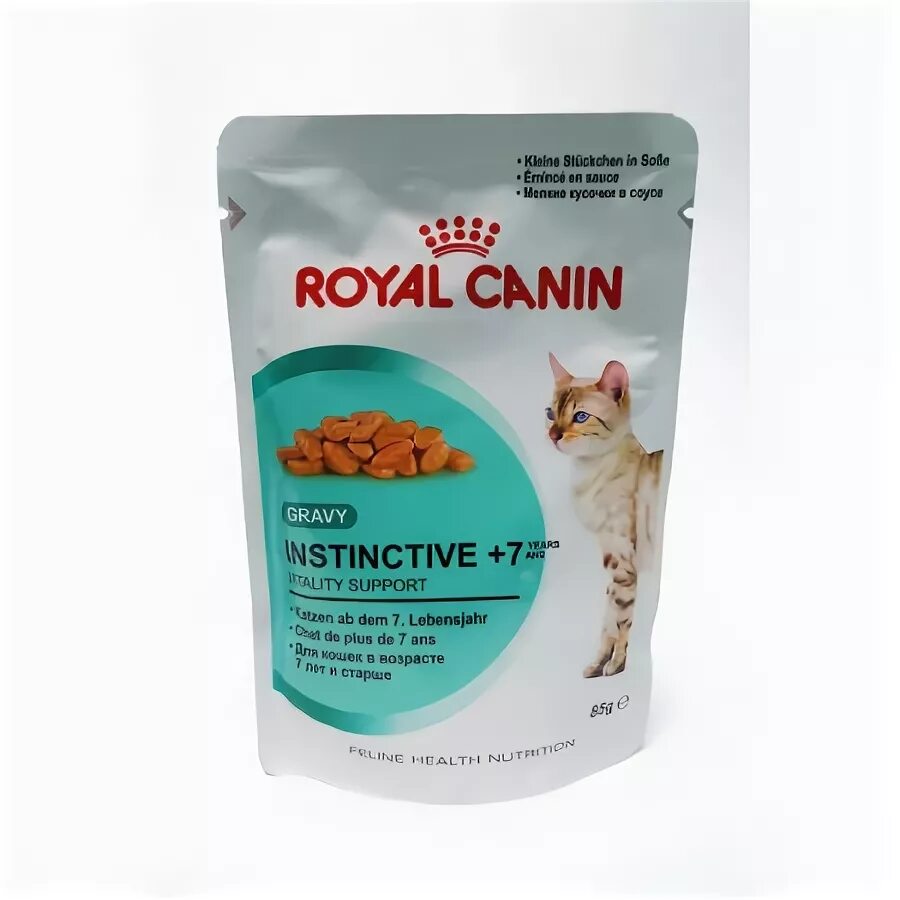 Royal canin в соусе для кошек. Роял Канин корм для кошек Instinctive. Влажный корм RC Instinctive + 7 для кошек, в соусе, пауч, 85 г. Роял Канин для кошек +7влажный. Роял Канин Инстинктив в желе пауч 85г.