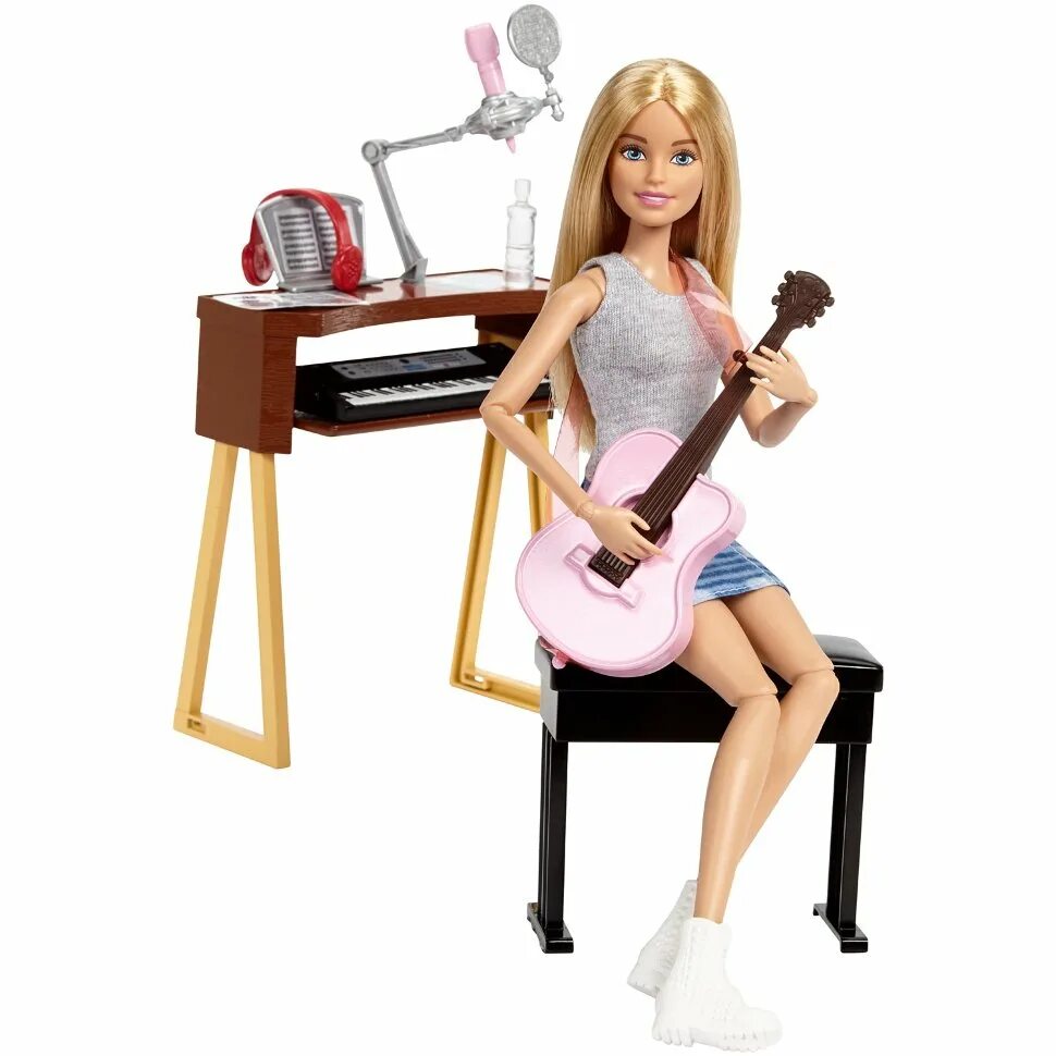Шарнирная кукла барби. Кукла Barbie музыкант с гитарой и синтезатором, 29 см, fcp73. Кукла Барби музыкантка безграничные движения. Кукла Барби с пианино. Барби кукла музыкант синтезатор.