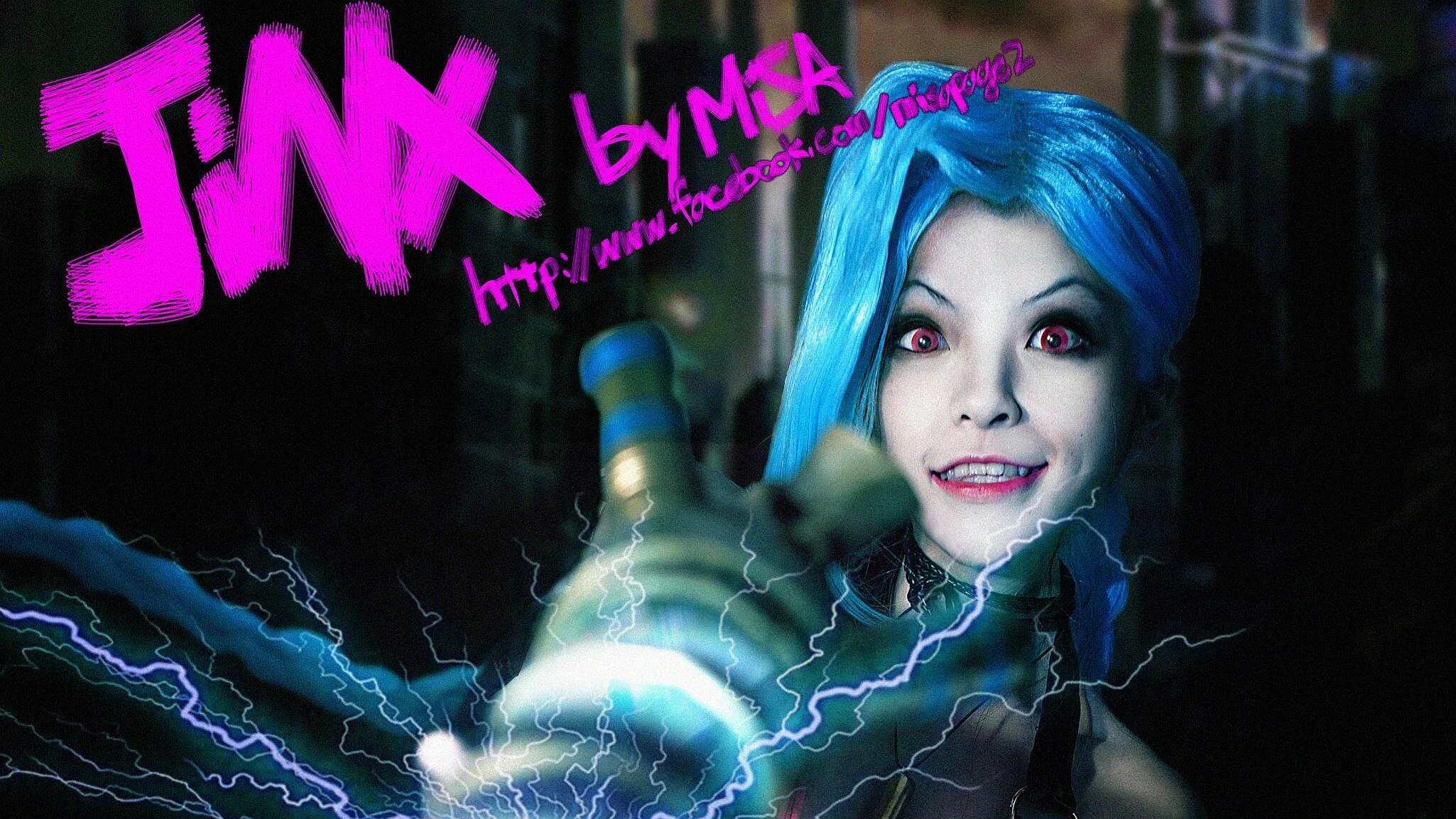 Джинкс 52 на корейском. Обои League of Legends Jinx Cosplay.