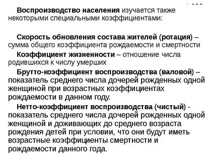 Показатели воспроизводства